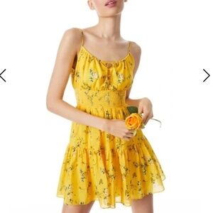 Alice + Olivia LAI SMOCKED WAIST SPAGHETTI STRAP MINI DRESS SZ6